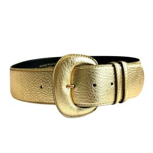 Vintage Anne Klein II Gold, Textured, shaped genuine leather Belt like New Med